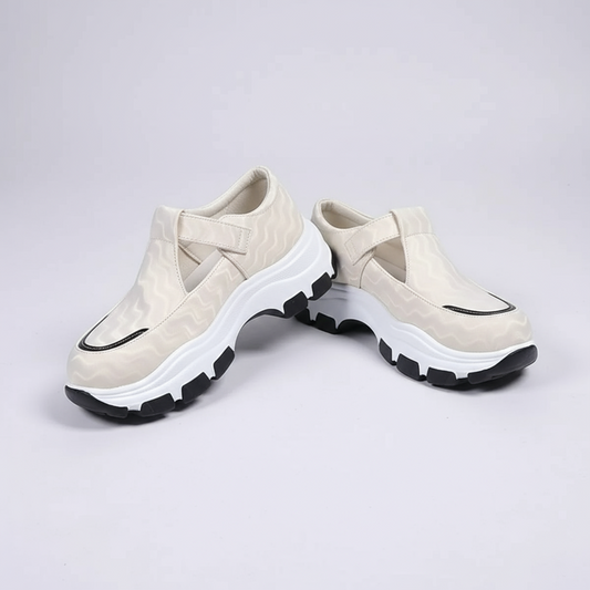 White sneakers with black accents