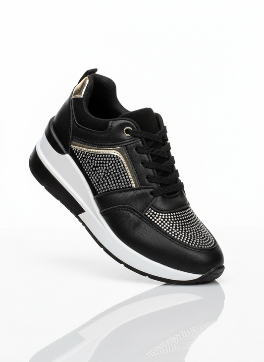 Black sneaker with rhinestone details