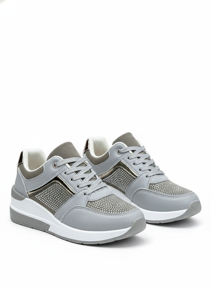 Grey sneaker with rhinestone detail