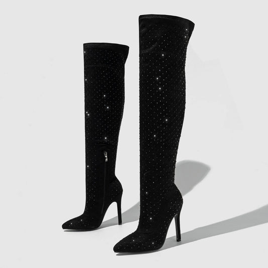 Tiffany Rhinestone Knee-high Boots