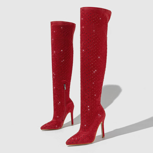 Tiffany Rhinestone Knee-high Boots