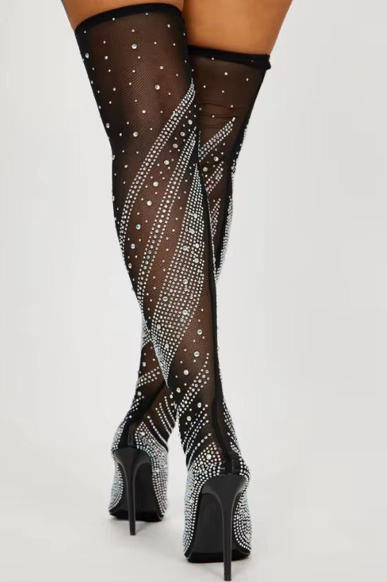 Kelly Rhinestone Thigh Boot