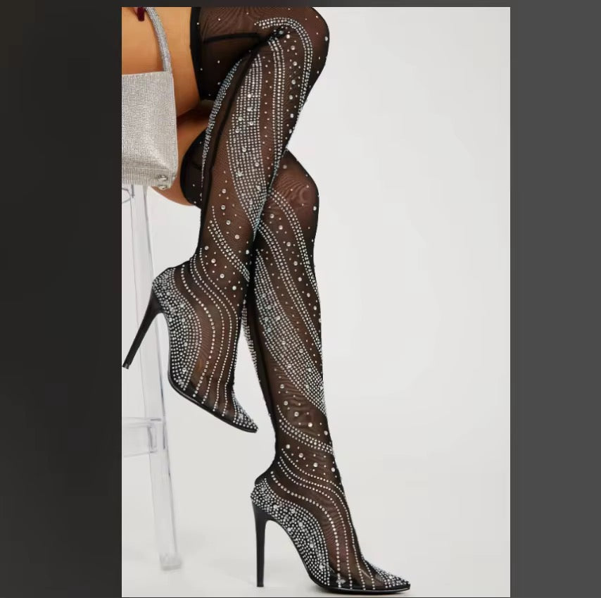 Kelly Rhinestone Thigh Boot