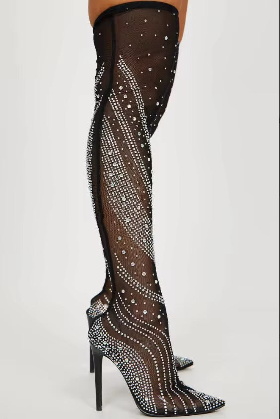 Kelly Rhinestone Thigh Boot