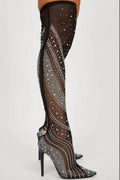 Kelly Rhinestone Thigh Boot