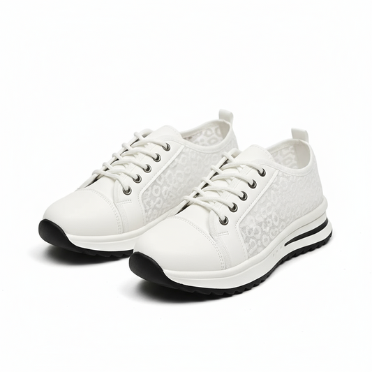 White sneakers with black soles