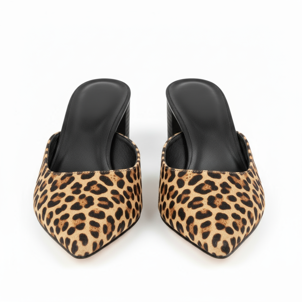 Leopard print low-heeled shoes 