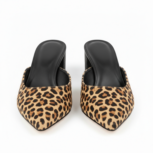 Leopard print low-heeled shoes 