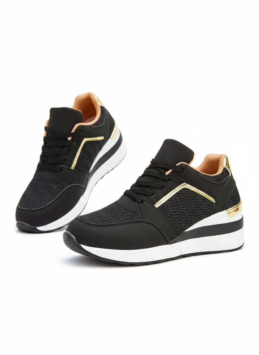 Black and gold sneakers 